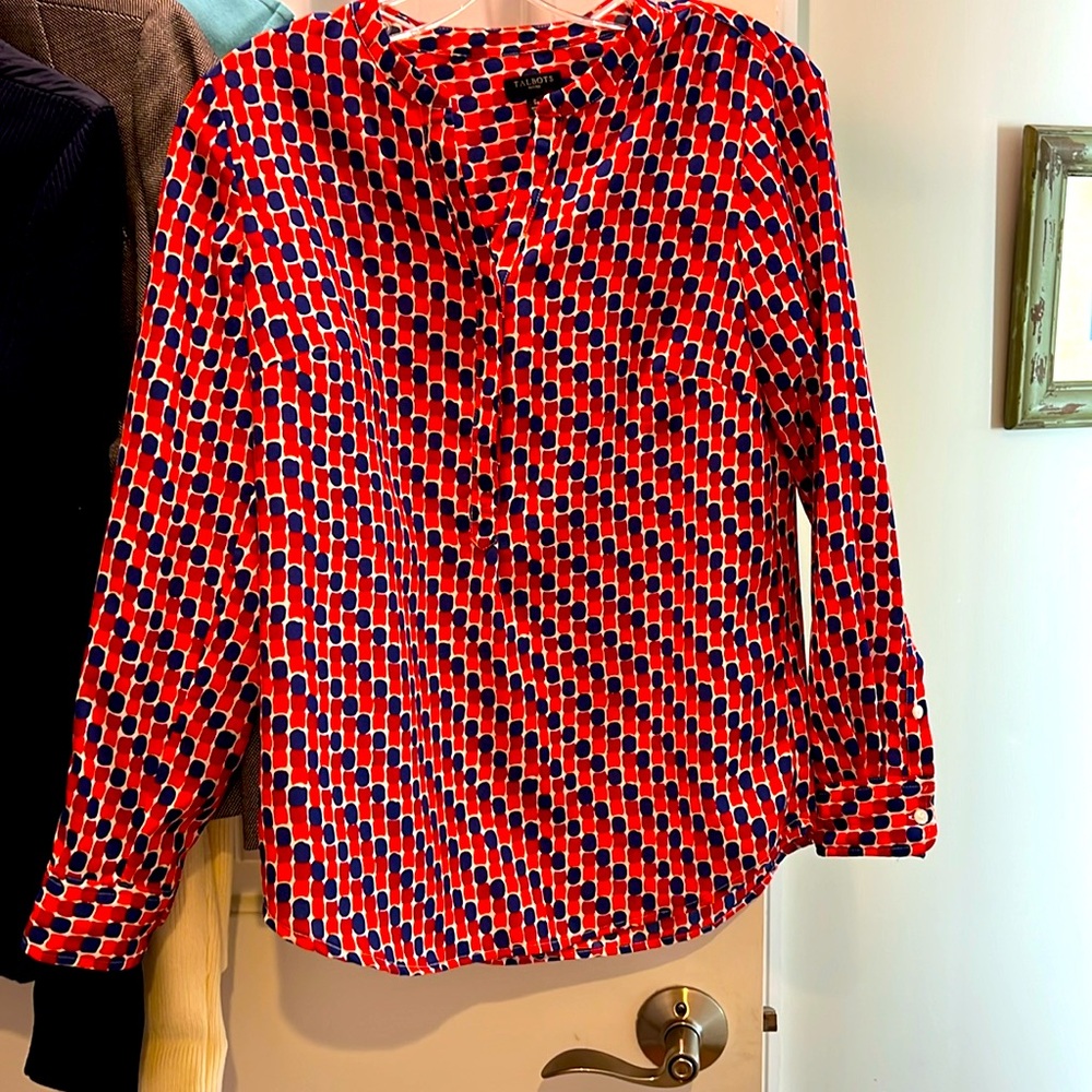 Talbots blouse, very colorful, SP Very good condition Reds, blue and white